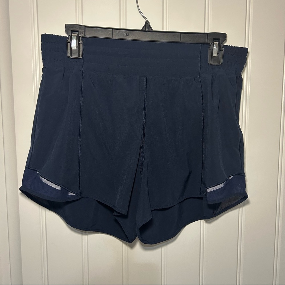Lululemon True Navy Reflective Details Hotty Hot LR Athletic Shorts Size 10